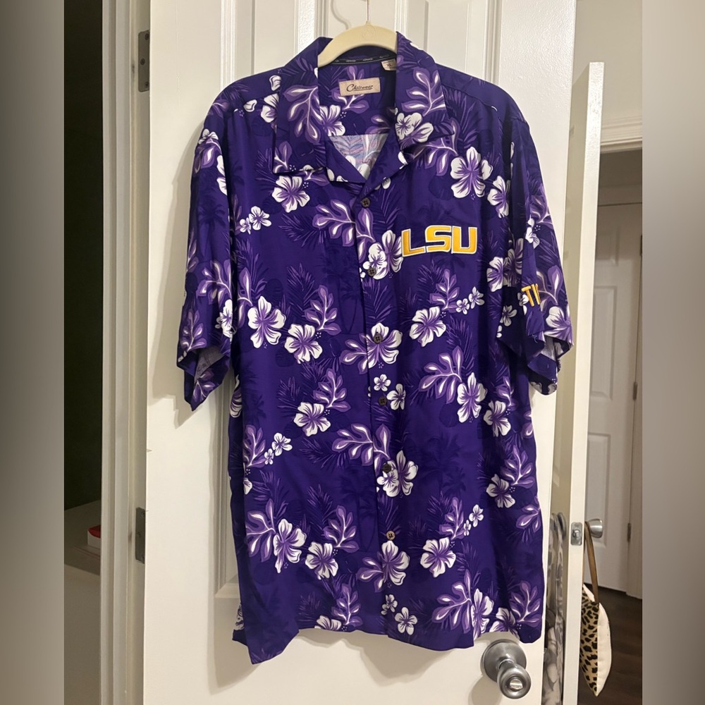 LSU Purple and White Floral Men's Shirt
